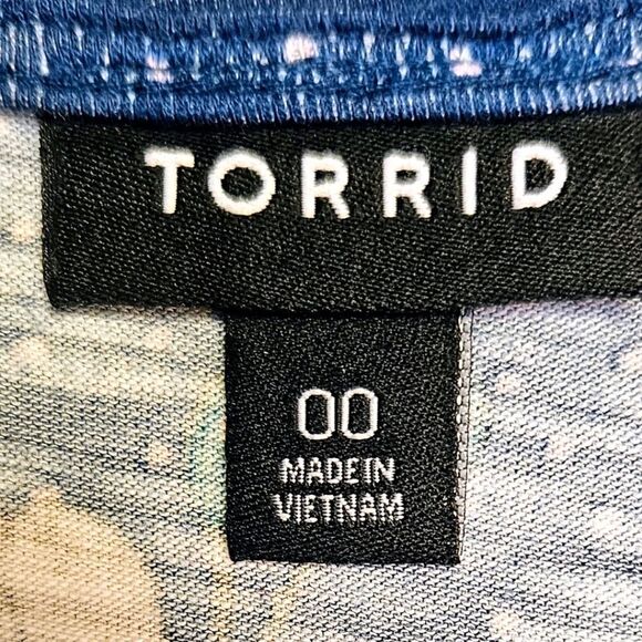 TORRID Women's Multi- Color Blue Floral Lace Poka- dot Babydoll Top Size 10 - Picture 9 of 12